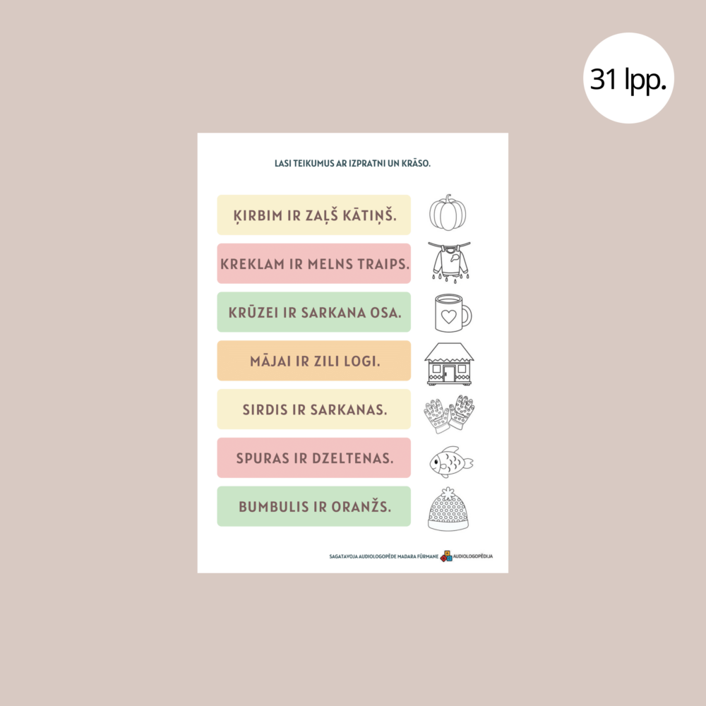 Uzdevumu krājums lasītprasmei un izlasītā izpratnei 2 - Audiologopedija