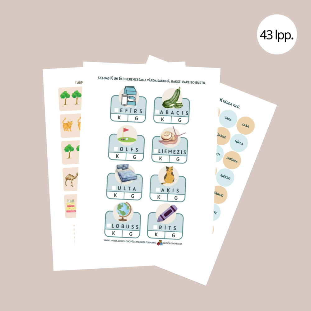 Uzdevumu krājums skaņu K un G diferencēšanai un izrunai 1