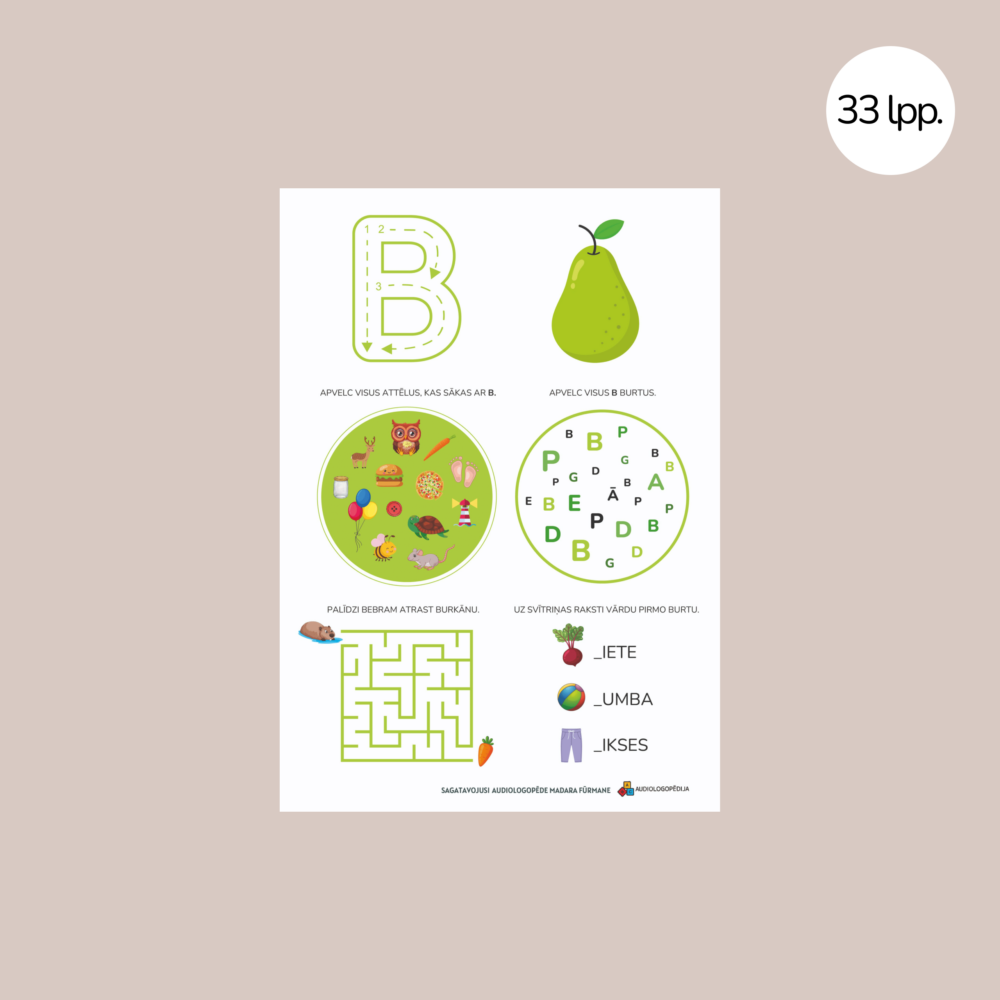 Uzdevumu lapas katram alfabēta burtam 4 Uzdevumu lapas katram alfabēta burtam