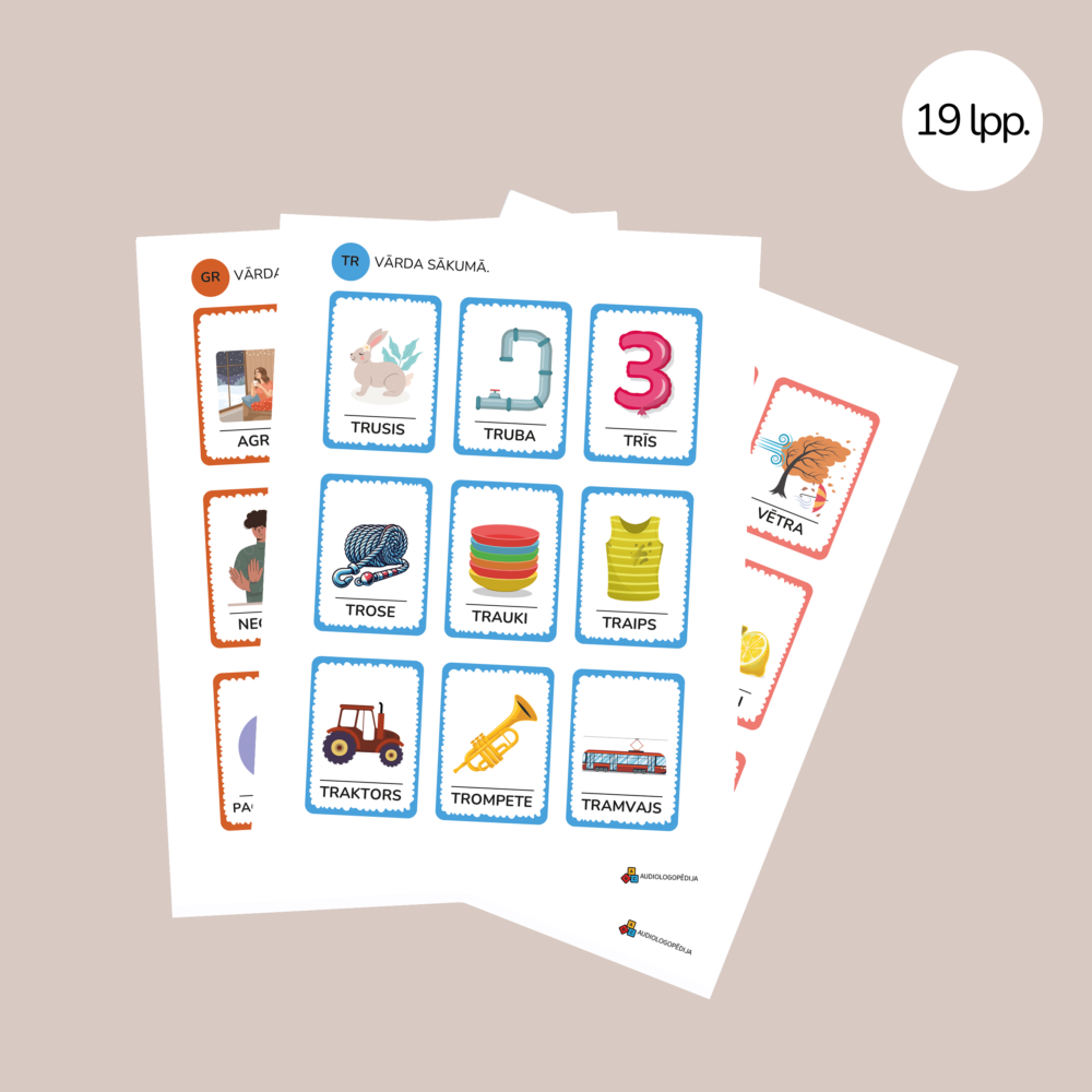 Attēlu kartītes skaņas R skaidrai izrunai līdzskaņu savienojumos 1