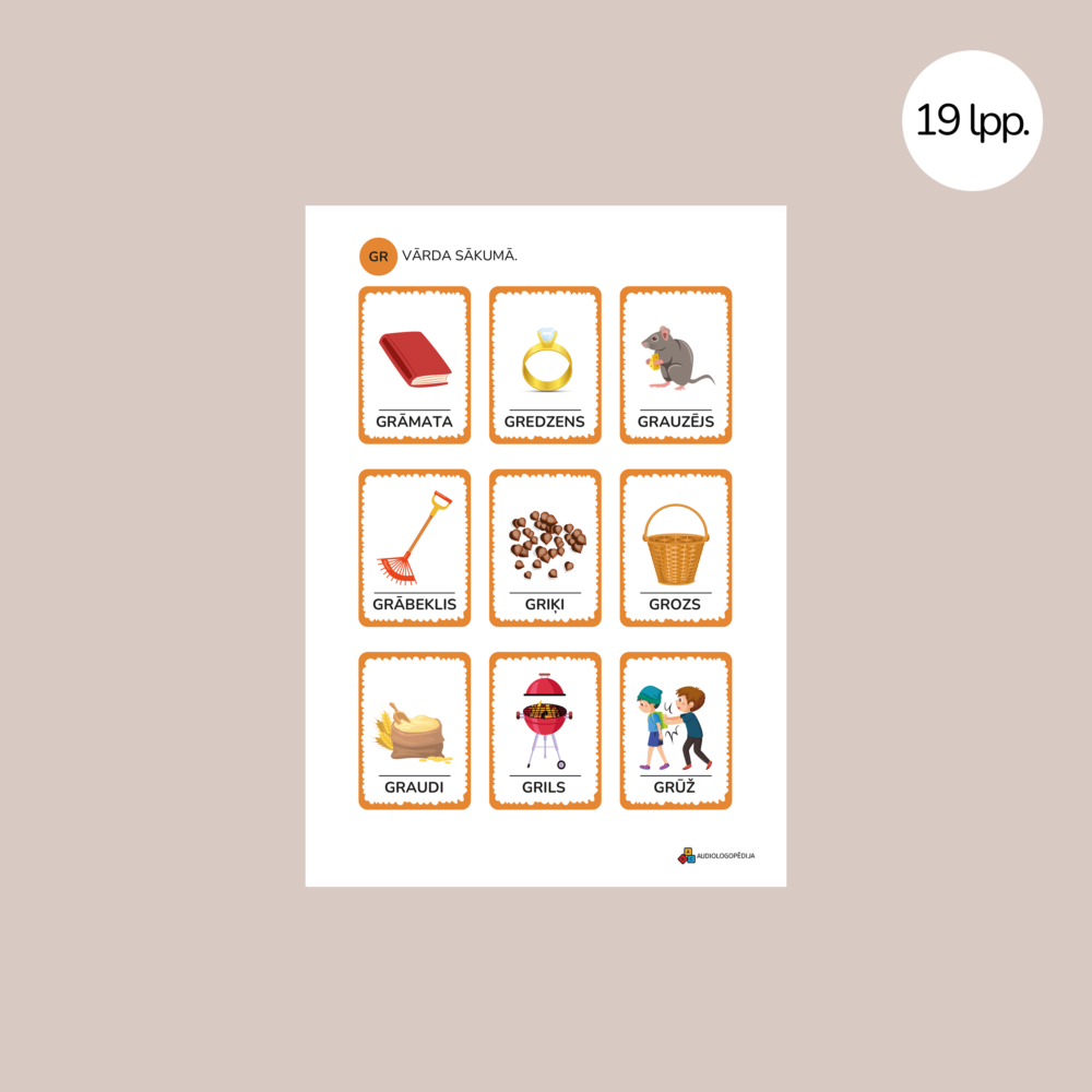 Attēlu kartītes skaņas R skaidrai izrunai līdzskaņu savienojumos 4
