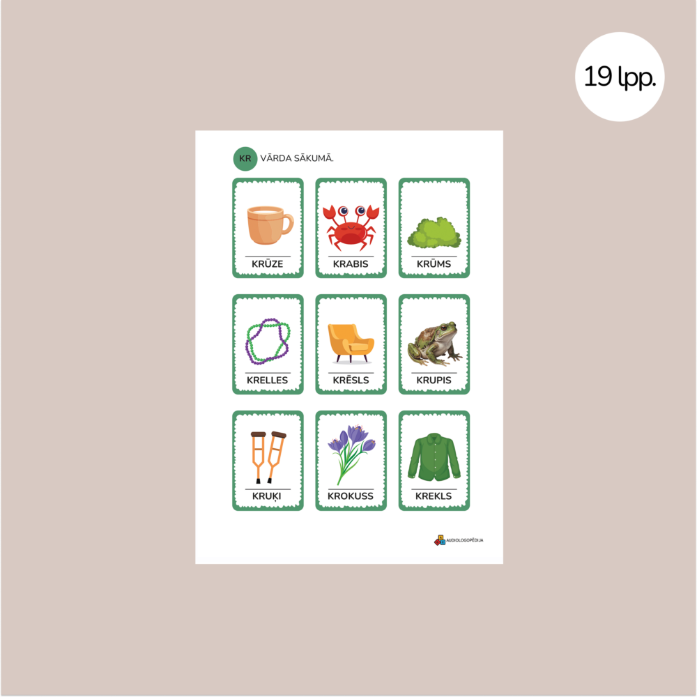 Attēlu kartītes skaņas R skaidrai izrunai līdzskaņu savienojumos 2